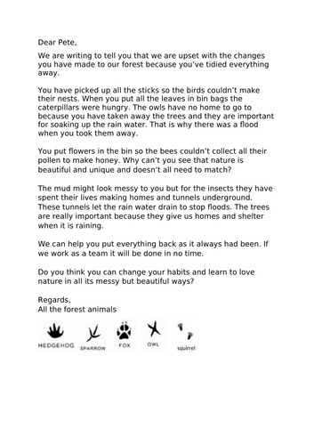WAGOLL modeled eg. Tidy- letter to Pete | Teaching Resources