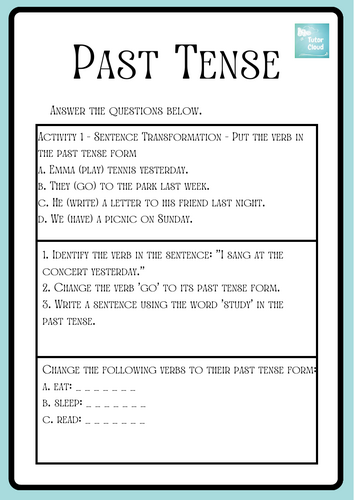 Past Tense Worksheets