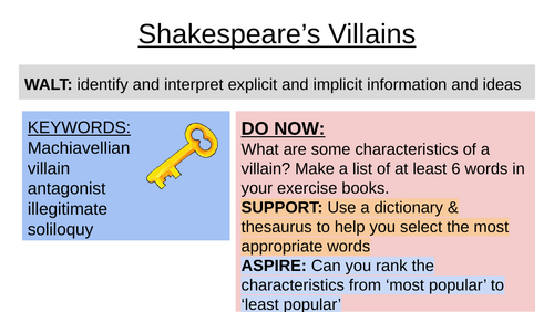 Shakespeare's Heroes & Villains KS3 SoW | Teaching Resources