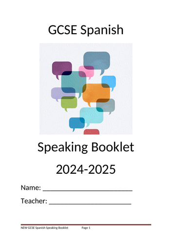 Speaking Booklet 1 Spanish new GCSE My personal World | Teaching Resources