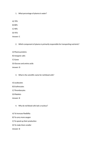 Unit 1 Multiple Choice Quizzes Level 3 Applied Human Biology | Teaching ...