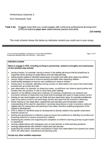 T Level Early Years Educator PERFORMANCE OUTCOME 3 Observation and ...