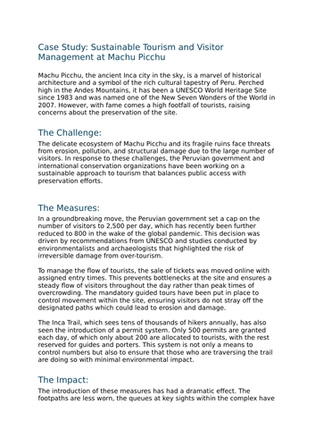 Management strategies for the environmental impacts of tourism ...