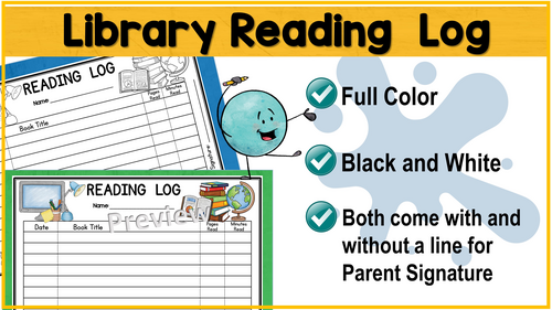Library Book Reading Log for Library, Media Center, or Classroom ...