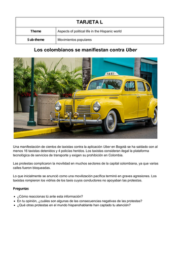AQA A-Level Spanish: Speaking cards for all 12 themes | Teaching Resources