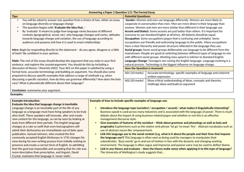 AQA English Language Paper 2 Q1 Knowledge Organiser