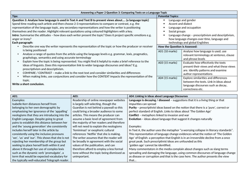 AQA English Language A Level Paper 2 Q3 Comparison