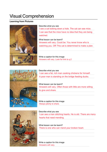Visual Comprehension Activity and Assessment Tasks | Teaching Resources