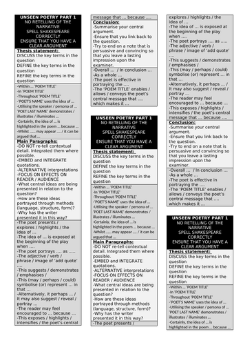 AQA English Literature Structure Strips | Teaching Resources