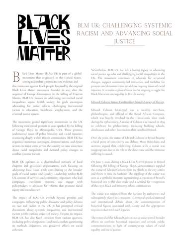 Black Lives Matter UK | Teaching Resources
