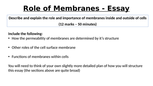 A-Level AQA Biology - Role of Membranes Essay