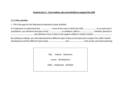 Maslow's Hierarchy - Content Area 3 - Care routines, play and ...