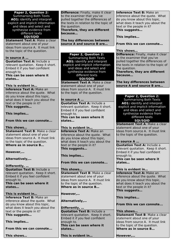 AQA Paper 2 English language structure strips