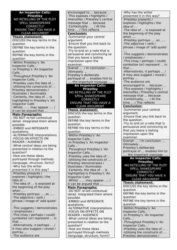 AQA GCSE English lit An Inspector Calls Structure Strip