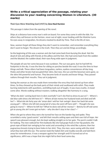 OCR English Literature A Level Paper 2 Women in Literature Unseen ...
