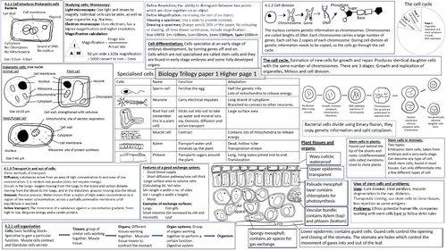 AQA Biology paper 1 revision- Triple and combined | Teaching Resources