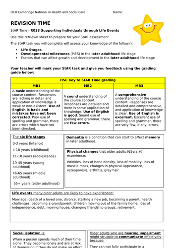 Cambridge National in Health and Social Care - R033 StAR assessments ...