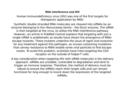 RNA interference (AQA A-level biology) | Teaching Resources