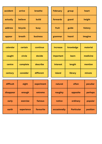 Year 3/4 National Curriculum Word Mats | Teaching Resources