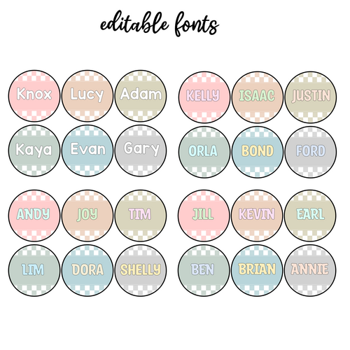Boho Checkered Classic Student Name Labels, Name Badges, Custom Names ...