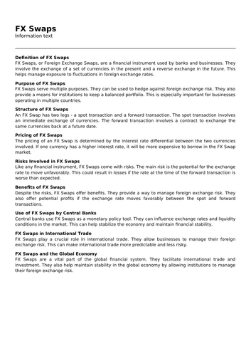 FX Swaps | Teaching Resources