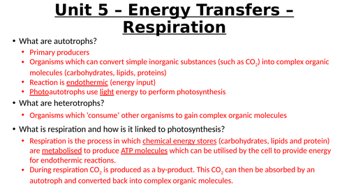 A-Level AQA Biology - Intro to Respiration