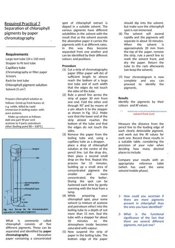 A-Level AQA Biology - Chromatography Required Practical