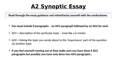 A-Level AQA Biology - Synoptic Essay Guidance
