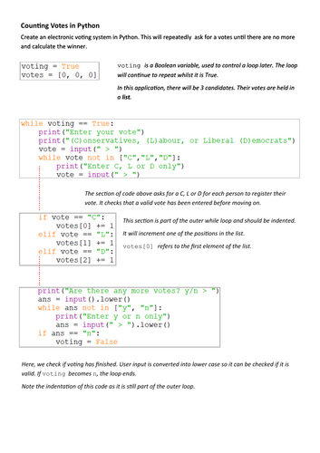 Count Election Votes in Python | Teaching Resources