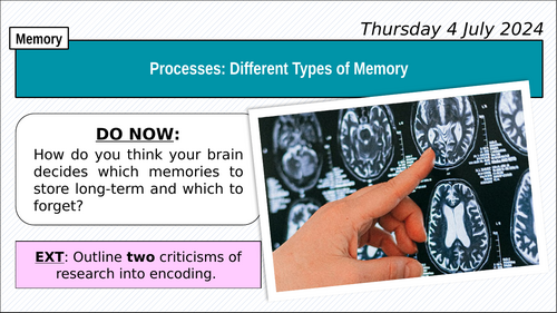 AQA GCSE Psychology: DIFFERENT TYPES OF MEMORY - PROCESSES OF MEMORY ...