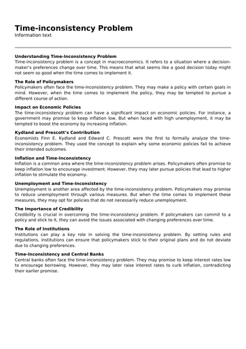 Time-inconsistency Problem (Infotext and Exercises) | Teaching Resources