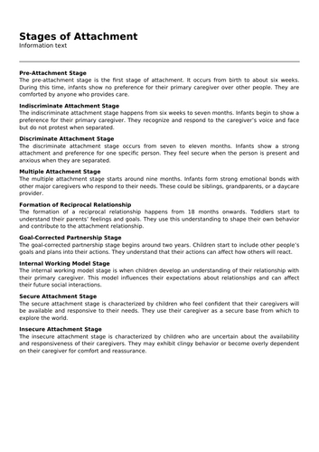 Stages of Attachment | Teaching Resources