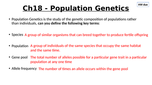 A-Level AQA Biology - Population Genetics