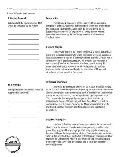 the kansas nebraska act summary