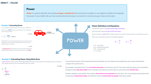 GCSE Physics (AQA) - Energy (Notes) | Teaching Resources