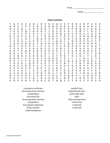 Linear Functions Word Search for a Pre. Calculus Course | Teaching ...