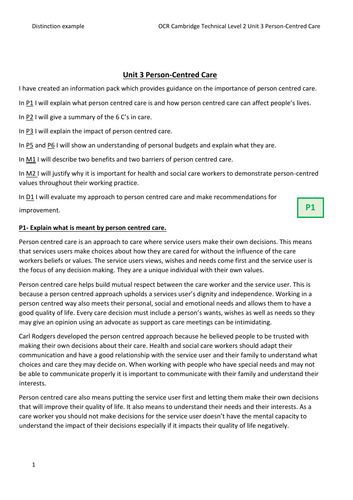 CTEC Level 2 Health & Social Care Unit 3 Person-centred resources 2024 ...
