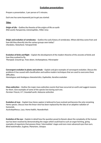 A-Level AQA Biology - Evolution Presentations