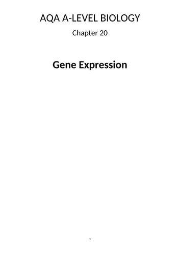 A-Level AQA Biology - Control of Gene Expression Workbook
