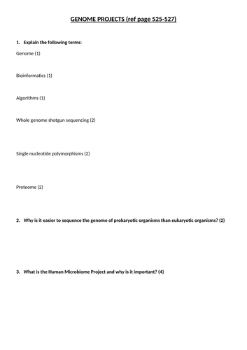 A-Level AQA Biology - Risk Factors Cancer + Genome Project