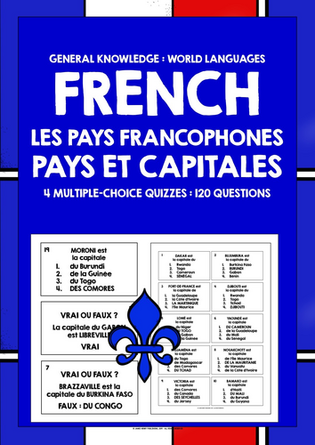 FRENCH-SPEAKING COUNTRIES & CAPITALS QUIZZES | Teaching Resources