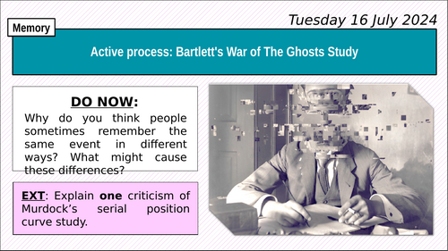 AQA GCSE Psychology: BARTLETT'S WAR OF THE GHOSTS STUDY [Memory Topic ...