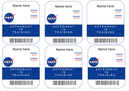 Astronaut labels for role play in EYFS | Teaching Resources