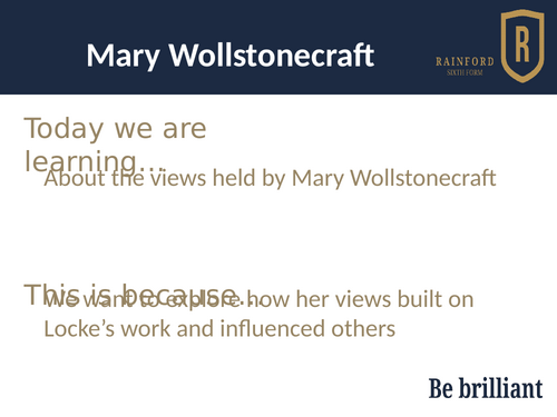 AQA Politics 7152/3 - Liberalism: Mary Wollstonecraft