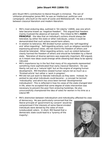 AQA Politics 7152/3 - Liberalism: John Stuart Mill