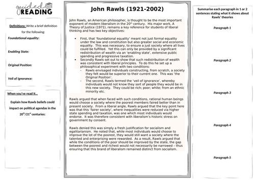 AQA Politics 7152/3 - Liberalism: John Rawls