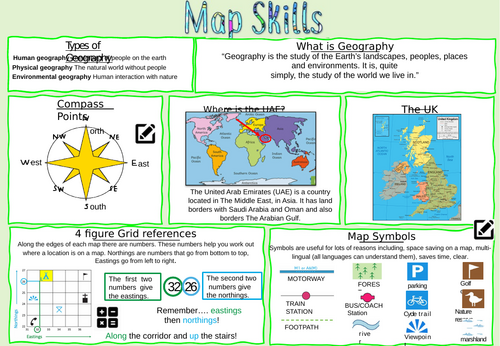 KS3 Map Skills Knowledge Organiser. Editable | Teaching Resources