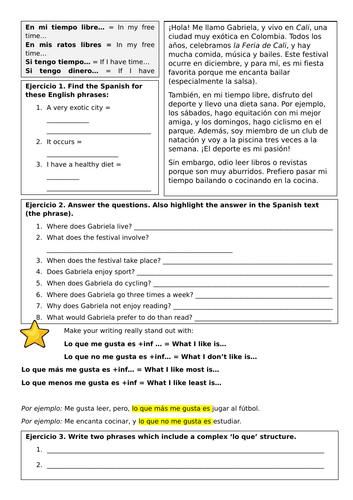 2026 Spanish AQA GCSE Module 1.2 - Disfrutamos al máximo