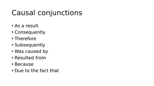 Task setting PPT on causal conjunctions | Teaching Resources