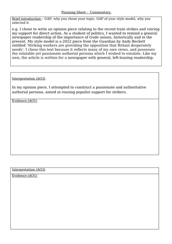 English Language A Level NEA Original Writing | Teaching Resources